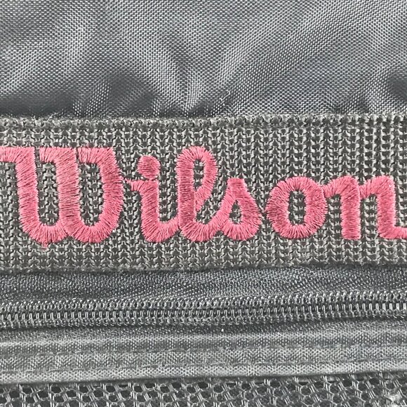 Wilson Unisex Duffle Bag Black/Maroon Nylon Sports Shoulder Strap Zipper Pocket - Picture 2 of 14